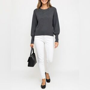 Vince Camuto Dark Charcoal Gray Balloon Sleeve Crew Neck Sweater – Size Medium